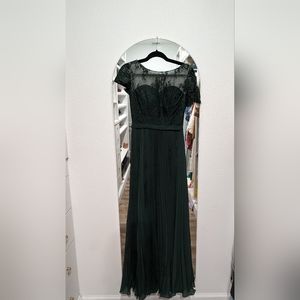 Dresses | Hunter Green Modest Evening Dress With Sleeves Formal Dress Sz 2  | Poshmark